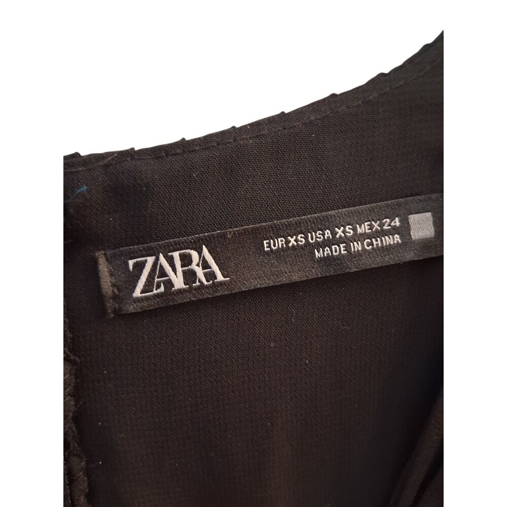 Zara Black Long-Sleeve Pleated Wrap Midi Dress XS Minimalist Capsule Classic - Picture 5 of 7
